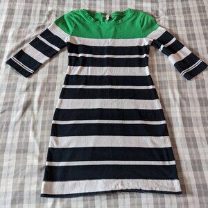 Banana Republic Striped Quarter Sleeve T-Shirt Dress (Black White Green Size XS)
